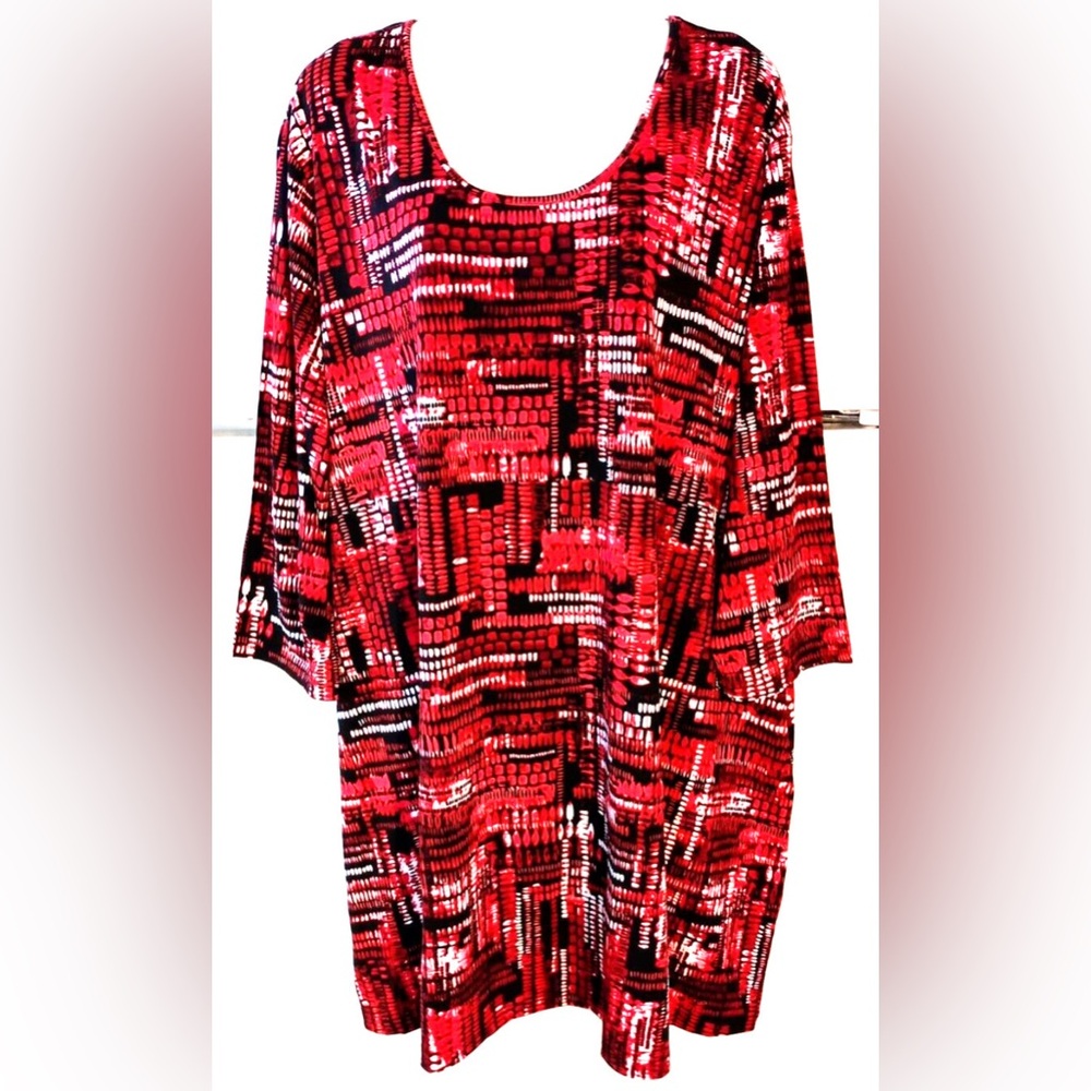 Ulla Popken Red and Black 28/30 Women's Tunic Top - Picture 2 of 12